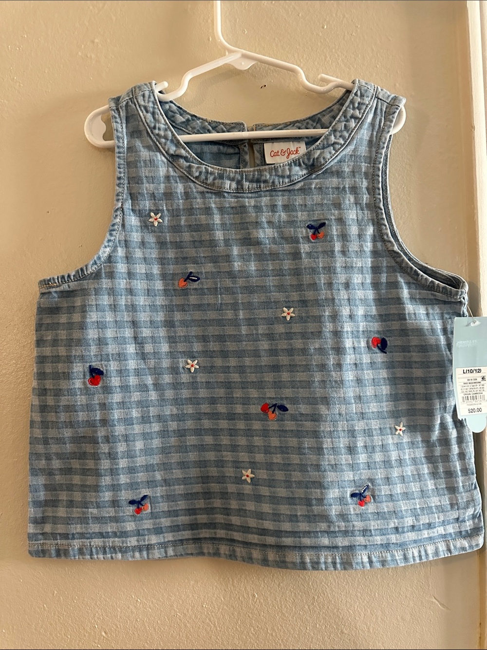Cat & Jack Girls Checkered Tank Top Blue & White Size L10/12 NWT